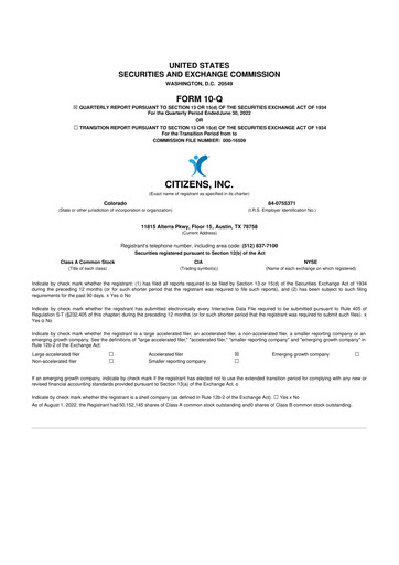 Thumbnail Citizens Inc 10-Q Quarterly Report FY2022 