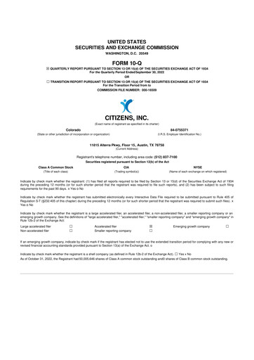 Thumbnail Citizens Inc 10-Q Quarterly Report FY2022 