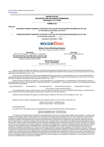 Vorschaubild Molson Coors 10-Q Quartalsbericht 2017 