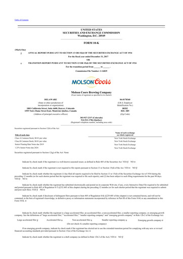 Thumbnail Molson Coors 10-K Annual Report 2017