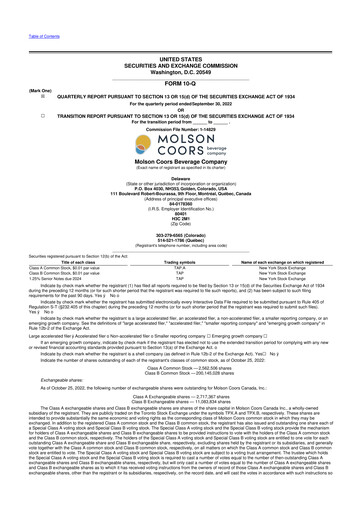 Vorschaubild Molson Coors 10-Q Quartalsbericht 2022 