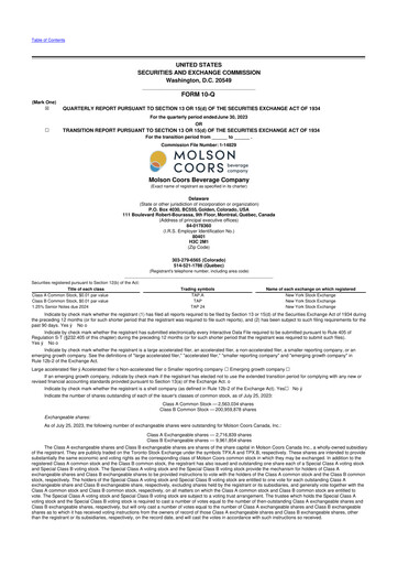 Vorschaubild Molson Coors 10-Q Quartalsbericht 2023 