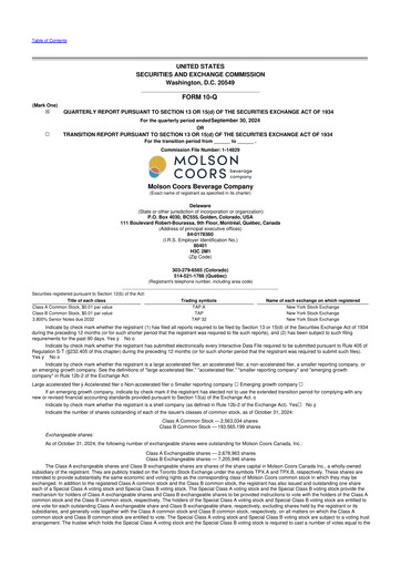 Vorschaubild Molson Coors 10-Q Quartalsbericht 2024 