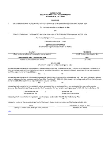 Miniature Corning 10-Q Rapport trimestriel 2011 