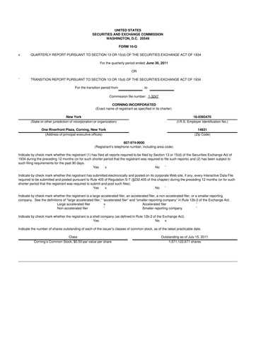 Miniature Corning 10-Q Rapport trimestriel 2011 
