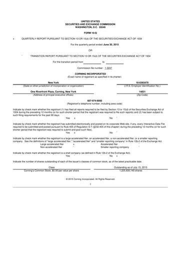 Miniature Corning 10-Q Rapport trimestriel 2015 