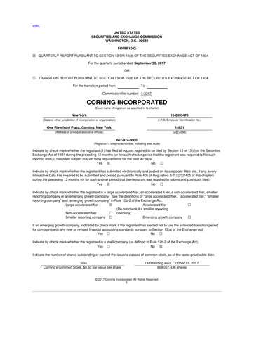 Miniature Corning 10-Q Rapport trimestriel 2017 