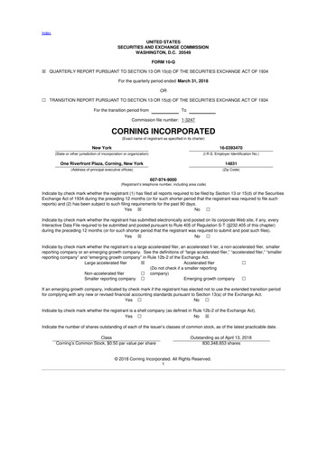 Miniature Corning 10-Q Rapport trimestriel 2018 