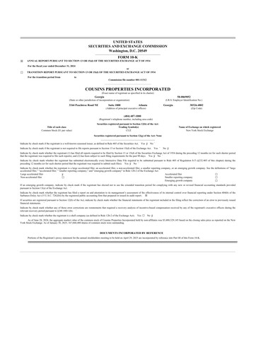 Thumbnail Cousins Properties
 10-K Annual Report 2024