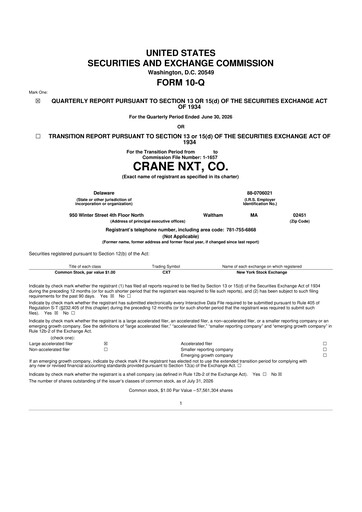 Thumbnail Crane NXT 10-Q Quarterly Report FY2026 