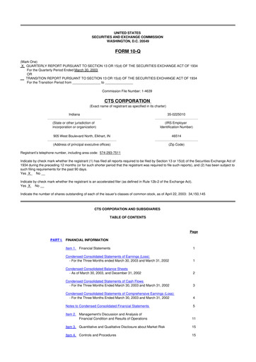 Thumbnail CTS Corporation 10-Q Quarterly Report FY 