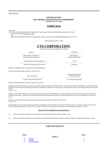 Thumbnail CTS Corporation 10-K Annual Report 