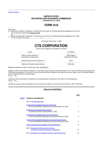 Thumbnail CTS Corporation 10-Q Quarterly Report FY 