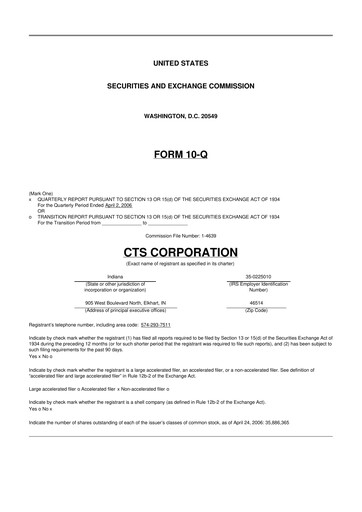 Thumbnail CTS Corporation 10-Q Quarterly Report FY 