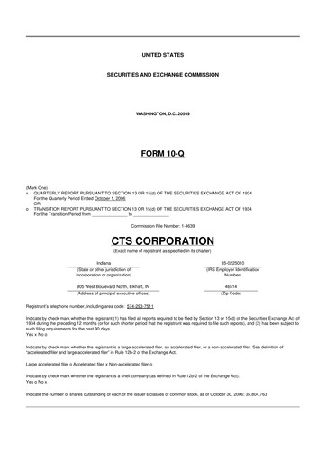 Thumbnail CTS Corporation 10-Q Quarterly Report FY 