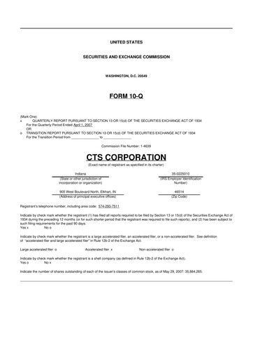 Thumbnail CTS Corporation 10-Q Quarterly Report FY 