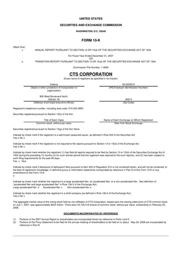 Thumbnail CTS Corporation 10-K Annual Report 