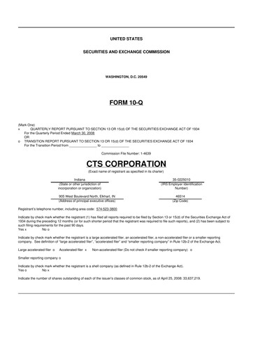 Thumbnail CTS Corporation 10-Q Quarterly Report FY 