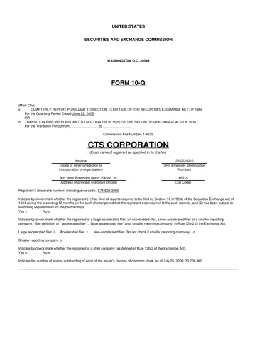 Thumbnail CTS Corporation 10-Q Quarterly Report FY 