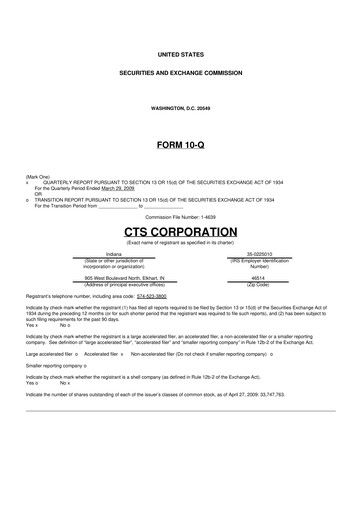Thumbnail CTS Corporation 10-Q Quarterly Report FY 