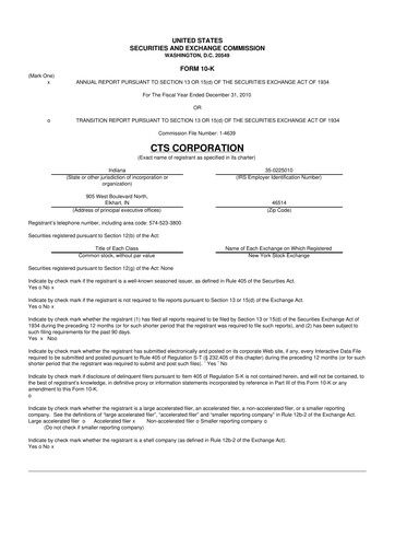 Thumbnail CTS Corporation 10-K Annual Report 