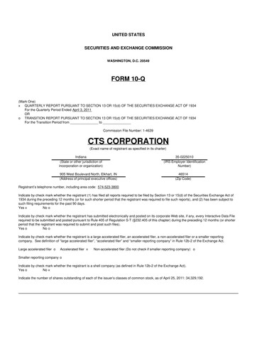 Thumbnail CTS Corporation 10-Q Quarterly Report FY 
