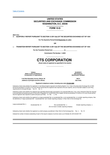 Thumbnail CTS Corporation 10-Q Quarterly Report FY2015 