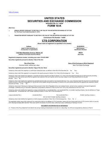 Thumbnail CTS Corporation 10-K Annual Report 2015