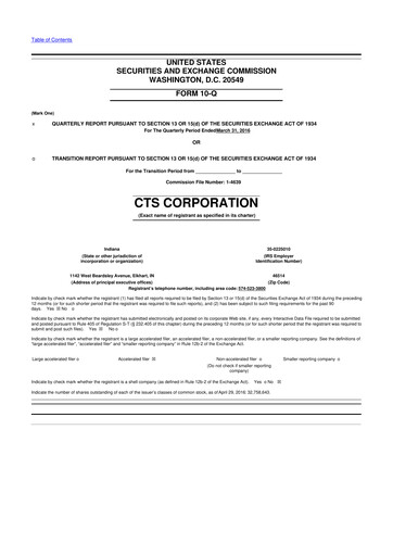 Thumbnail CTS Corporation 10-Q Quarterly Report FY2016 