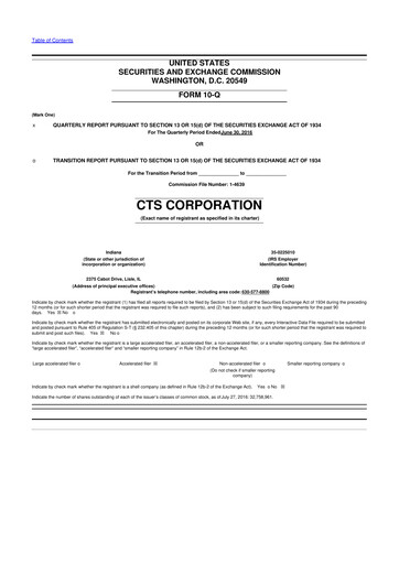 Thumbnail CTS Corporation 10-Q Quarterly Report FY2016 