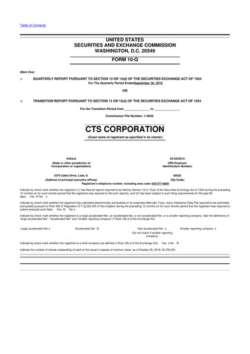 Thumbnail CTS Corporation 10-Q Quarterly Report FY2016 