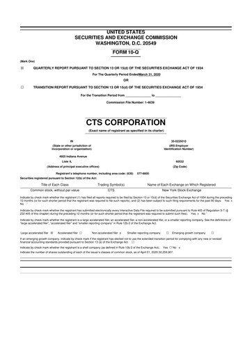 Thumbnail CTS Corporation 10-Q Quarterly Report FY2020 