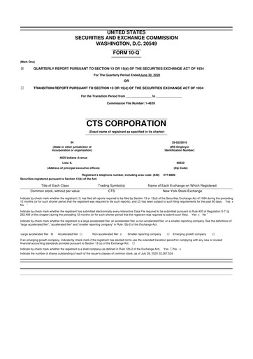 Thumbnail CTS Corporation 10-Q Quarterly Report FY2020 