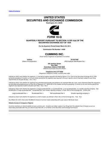 Thumbnail Cummins
 10-Q Quarterly Report FY2014 