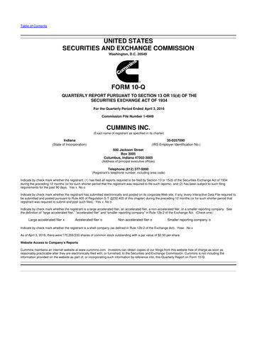 Thumbnail Cummins
 10-Q Quarterly Report FY2016 