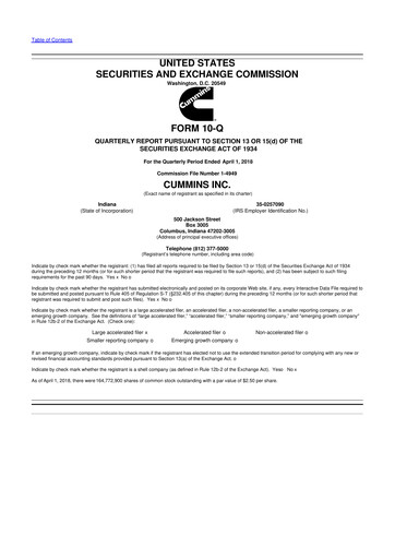 Thumbnail Cummins
 10-Q Quarterly Report FY2018 