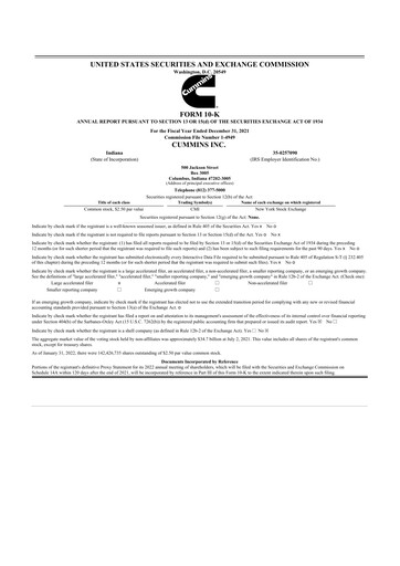 Thumbnail Cummins
 10-K Annual Report 2021