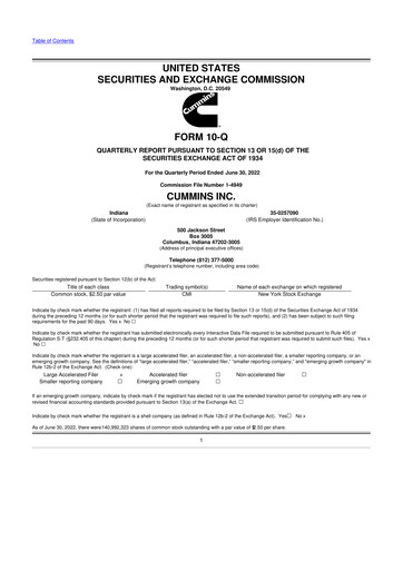 Thumbnail Cummins
 10-Q Quarterly Report FY2022 