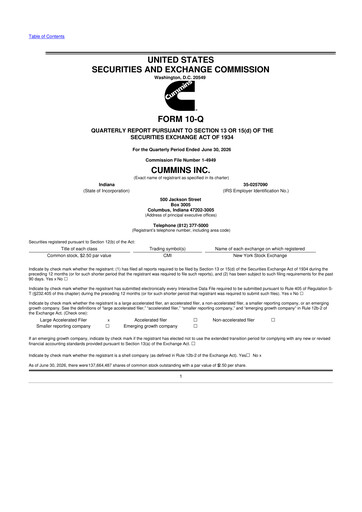 Thumbnail Cummins
 10-Q Quarterly Report FY2026 