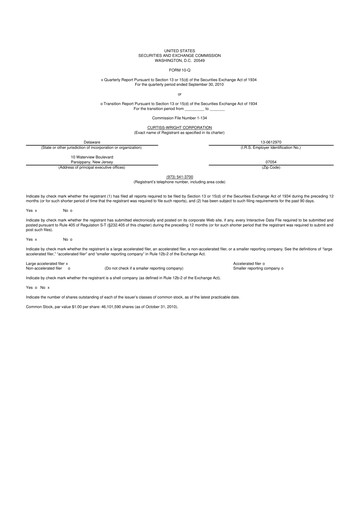 Miniature Curtiss-Wright
 10-Q Rapport trimestriel 2010 