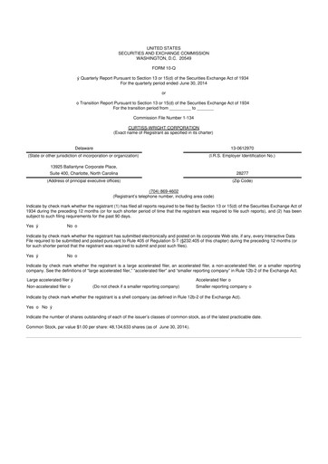 Miniature Curtiss-Wright
 10-Q Rapport trimestriel 2014 