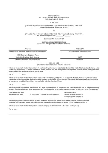 Miniature Curtiss-Wright
 10-Q Rapport trimestriel 2017 
