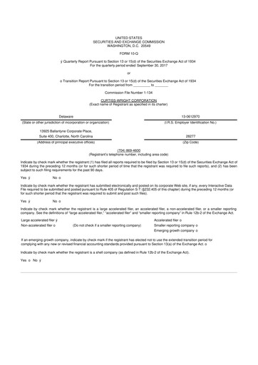Miniature Curtiss-Wright
 10-Q Rapport trimestriel 2017 