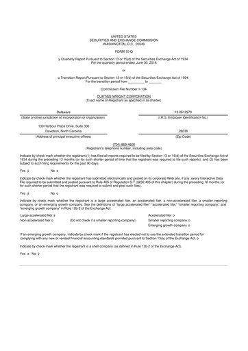 Miniature Curtiss-Wright
 10-Q Rapport trimestriel 2018 