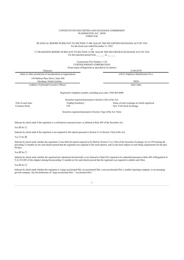 Thumbnail Curtiss-Wright
 10-K Annual Report 2022