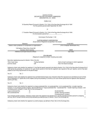 Miniature Curtiss-Wright
 10-Q Rapport trimestriel 2023 