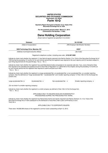 Thumbnail Dana Incorporated 10-Q Quarterly Report FY2013 