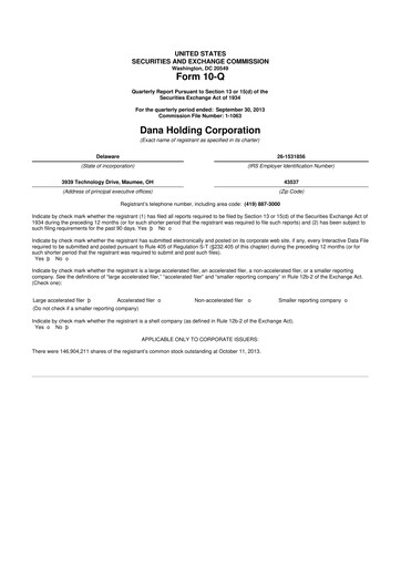Thumbnail Dana Incorporated 10-Q Quarterly Report FY2013 