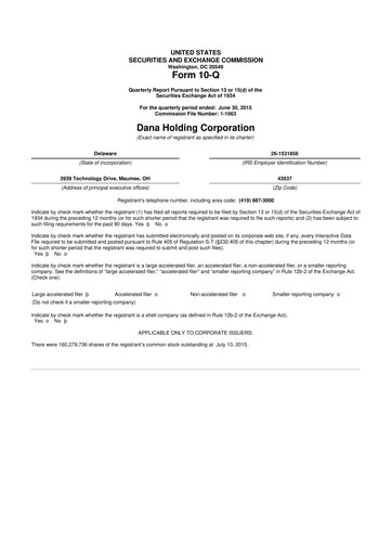 Thumbnail Dana Incorporated 10-Q Quarterly Report FY2015 