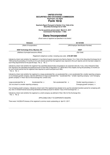 Thumbnail Dana Incorporated 10-Q Quarterly Report FY2017 